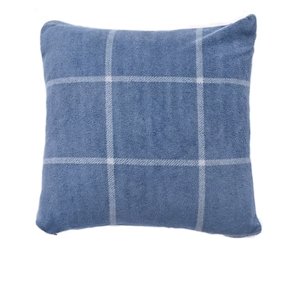 NAVY BLUE 3 PIECE WINDOWPANE PLAID THROW BLANKET AND THROW PILLOW BUNDLE - Picture 7 of 7